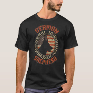 Camiseta German shepherd Americano Flag Usa Patriótico Cão