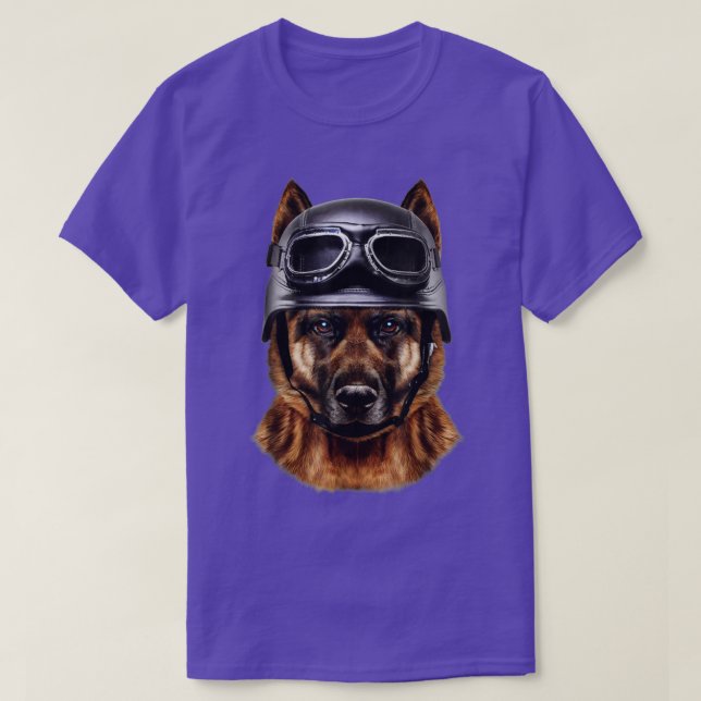 Camiseta German shepherd Biker No Capacete De Moto (Frente do Design)
