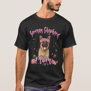 Camiseta German shepherd Bonito Mãe Cachorro Flor Sobrevivê
