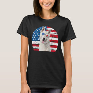 Camiseta German shepherd Branco - Bandeira Americana 4 de j