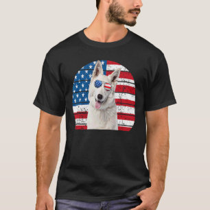 Camiseta German shepherd Branco - Bandeira Americana 4 de j