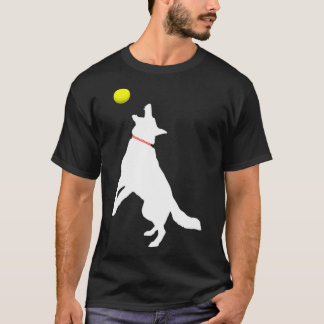 Camiseta German shepherd Branco Cão GSD Capturando amarelo