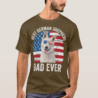 Camiseta German shepherd Branco Pai Americano Flag Dog L
