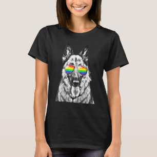 Camiseta German shepherd Cachorro Indicador Óculos escuros 
