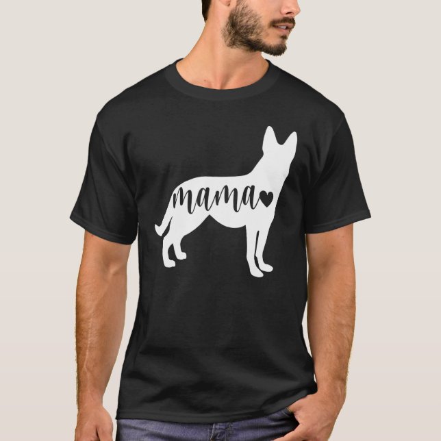 Camiseta German shepherd Cachorro Mama Com Coração (Frente)