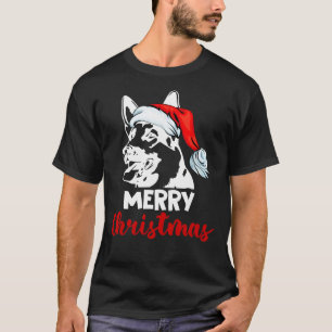 Camiseta german shepherd Cachorro Papai Noel Feliz Natal