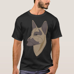 Camiseta german shepherd Cão 2 C Desenho de uma Linha