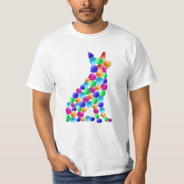 Camiseta German shepherd cão Aquarela pintura ponto (Frente)
