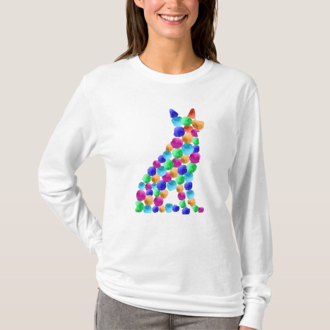 Camiseta German shepherd cão Aquarela pintura ponto (Frente)