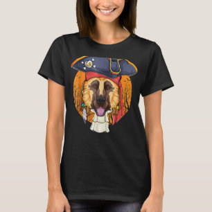 Camiseta German shepherd Cão Costume Assustador Pirata Hat