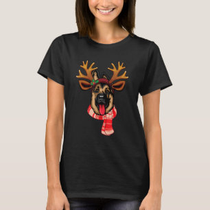 Camiseta German shepherd Cão-de-Natal, Rebelde Antlers Xma