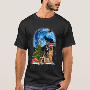 Camiseta German shepherd Cão Luz Decoração Santa Hat Ch