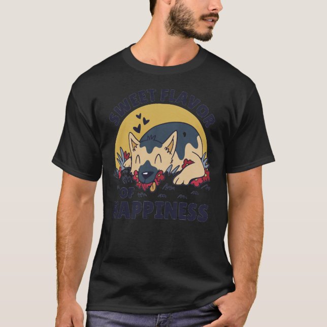 Camiseta German shepherd Cão Sabor De Felicidade (Frente)
