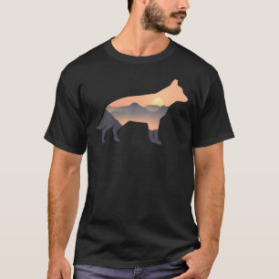 Camiseta german shepherd Cão Silhouette Sun Mountain Alem
