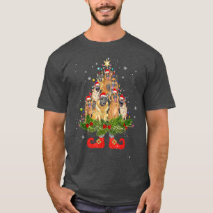 Camiseta German Shepherd Christmas Tree Lights Funny Santa
