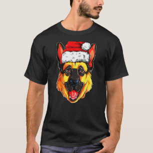 Camiseta German shepherd Claus Hat Natal Boys Kids Xmas