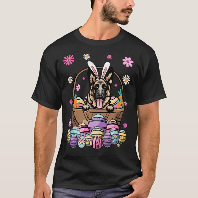 Camiseta German shepherd Coelho - Felz pascoa Dia do Cachor (Frente)