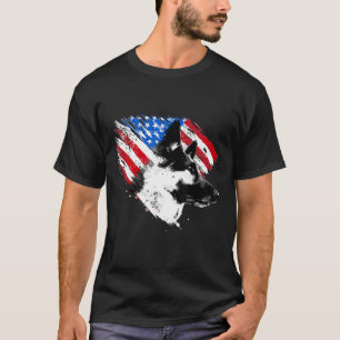Camiseta German shepherd Com Bandeira Americana Usa Patriót