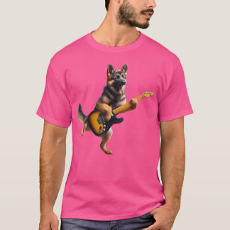 Camiseta German shepherd Com Cachorro De Violão Jogando A A