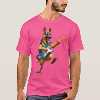 Camiseta German shepherd Com Cachorro De Violão Jogando A A