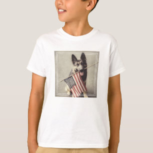 Camiseta German shepherd com Sinalizador dos EUA