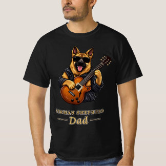 Camiseta German Shepherd Dad Rock Star Guitar Dog Gift