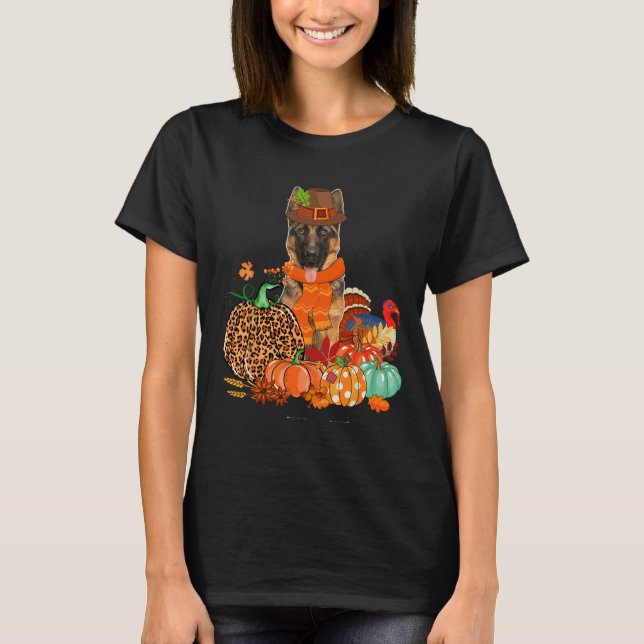 Camiseta German shepherd De Ação De Graças Com A Bomba Da T (Frente)
