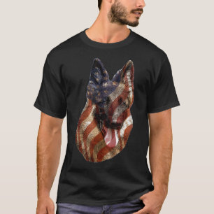 Camiseta German shepherd de Bandeira Americana Patriótica