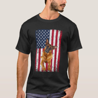 Camiseta German shepherd De Bandeira Americano Lover Engraç
