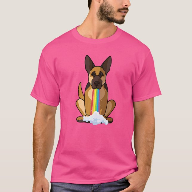Camiseta German shepherd de Cachorro Arco-Íris de Positivid (Frente)