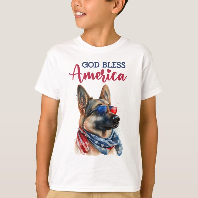 Camiseta German shepherd de Cachorro Patriótico (Frente)