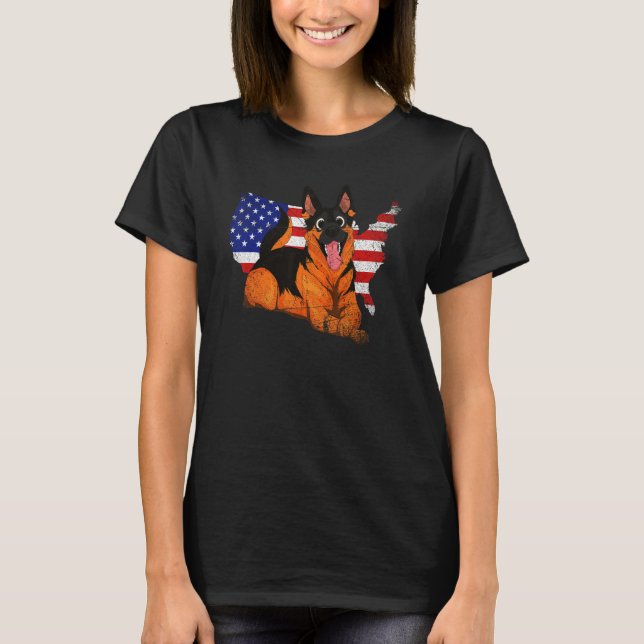 Camiseta German shepherd de Cães Animal Americano (Frente)