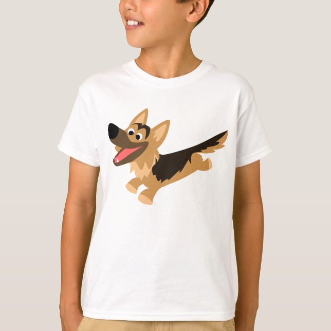 Camiseta German shepherd de Cartoon Feliz para Crianças T-S (Frente)