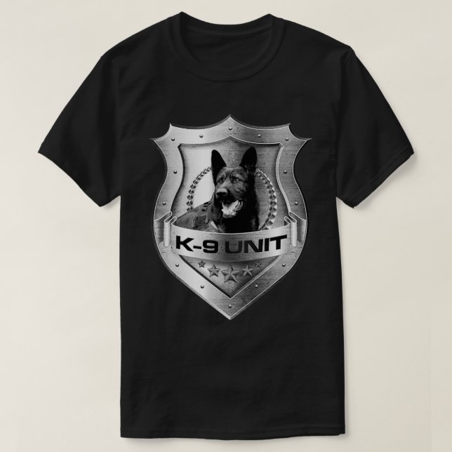 Camiseta German shepherd de Crachá de unidade K9 metálico (Frente do Design)