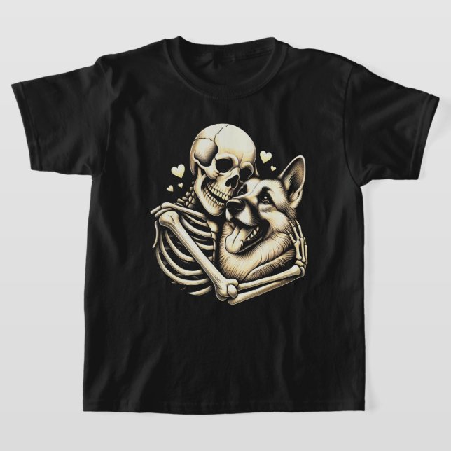 Camiseta German shepherd de Halloween do Cachorro Hugging S (Postura )