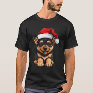 Camiseta German shepherd de Natal Cachorro Papai Noel Engra