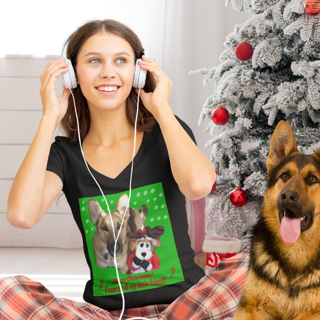 Camiseta German shepherd de Natal, Reindeer Women's V-Neck (Christmas German Shepherd, Reindeer Women's V-Neck T-Shirt)