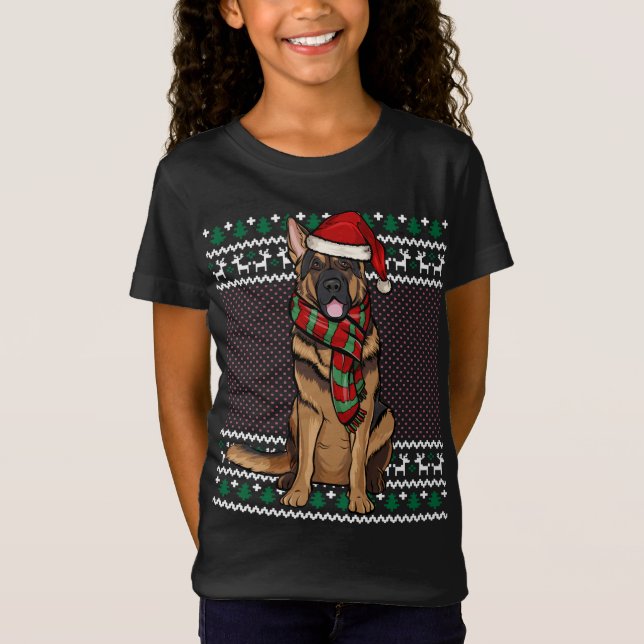 Camiseta German shepherd de Natal Santa Hat no Natal (Frente)