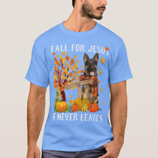 Camiseta German shepherd de outono cai por Jesus que ele nu