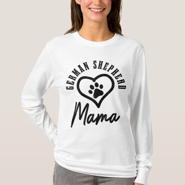 Camiseta German shepherd de Pata do Cachorro da Mãe german  (Frente)