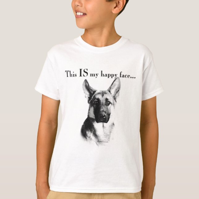 Camiseta German shepherd de rosto feliz (Frente)