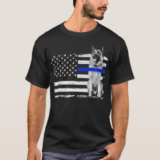Camiseta German shepherd de Sinalizador de Linha Azul Fino