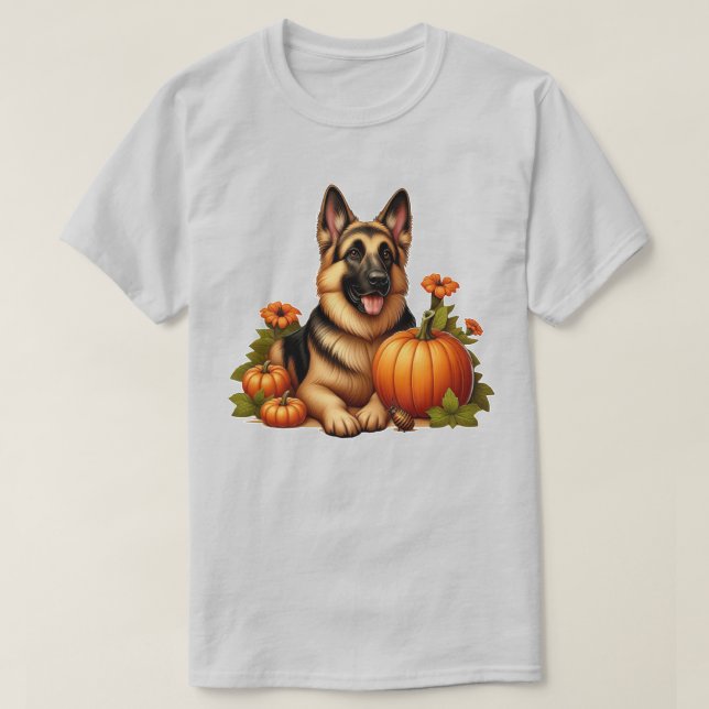 Camiseta German shepherd Descansado com Bombas e Flores (Frente do Design)