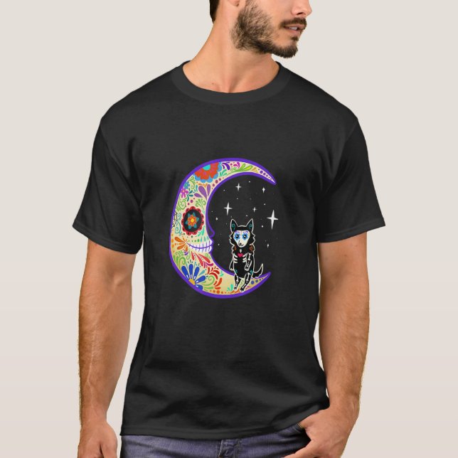 Camiseta German shepherd Dia De Los Muertos Skeleton (Frente)