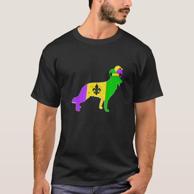 Camiseta German Shepherd Dog Mardi Gras Carnivals Funny Pup (Frente)