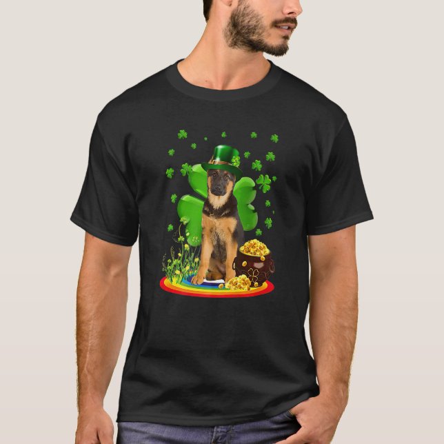 Camiseta German Shepherd Dog Shamrock St Patricks Day Dog I (Frente)