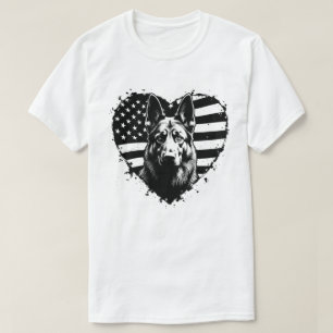 Camiseta German shepherd Dog USA American Flag 4 De Julho