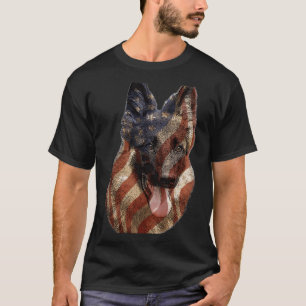 Camiseta German shepherd Dog Usa American Flag Gsd