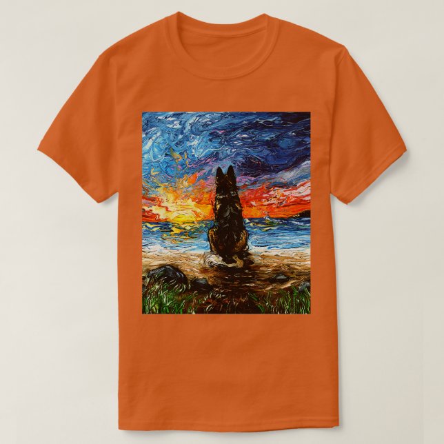 Camiseta German shepherd dos Dias de Praia (Frente do Design)