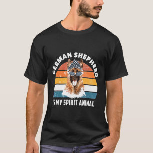 Camiseta German shepherd É Meu Espírito Animal Retro Cog Vi